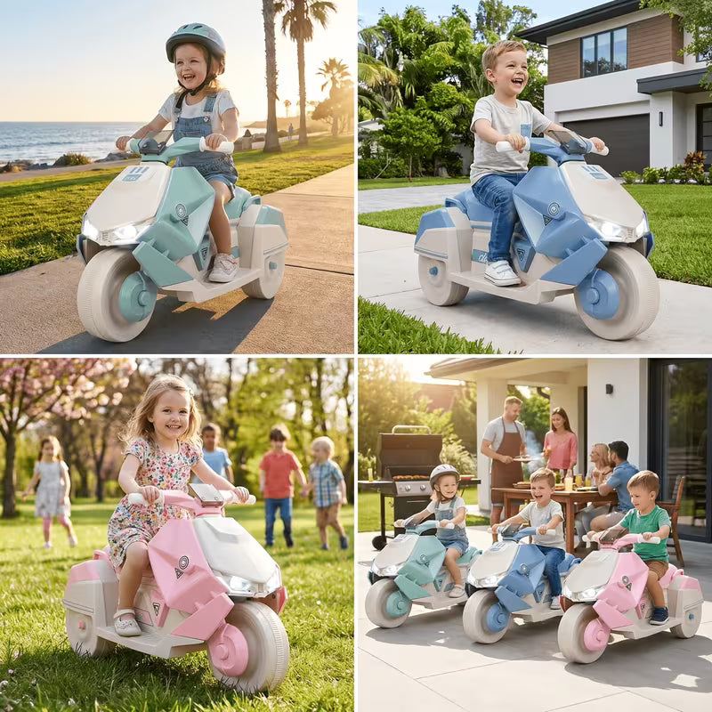 Toy Motorcycle – 6V Battery-Powered, Featuring LED Lights, Interstellar Music, and Realistic Engine Sounds – Ride-On Toy for Kids
