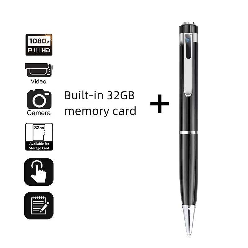 Voice Recorder Pen Camera – Wearable 1080P Nanny Cam – Portable HD Camera