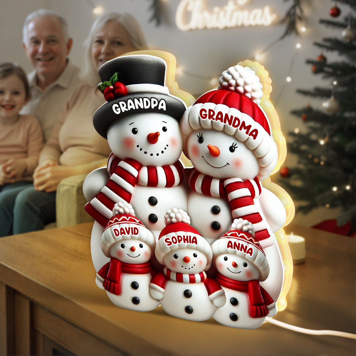 🎄⛄ Personalized Snowman Light Box – Custom Christmas Decor for Family, Grandma & Grandpa! 🎁✨  ❄️ Add a special touch to your holiday décor! ✨ Customize with your name — please leave the name in the order notes when placing your order!