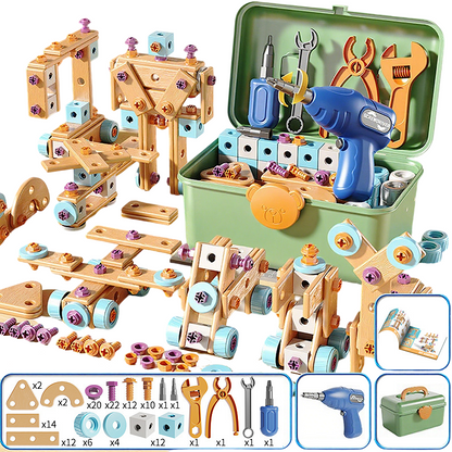 🥳2026 HOT SALE🥳💞50K+ SOLD! 🔧🧒 70% OFF! Children's Educational DIY Tool Kit – STEM building set with electric drill, 124+ pcs & storage box. Encourages creativity, logic & fine motor skills – perfect for little builders! 🛠️✨