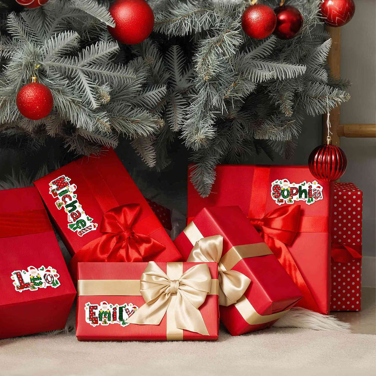 ersonalized Name Christmas Theme Cartoon Stickers, Holiday Labels for Gift Box/Package, Envelope Seals, Christmas Gift for Kids/Family/Friends
