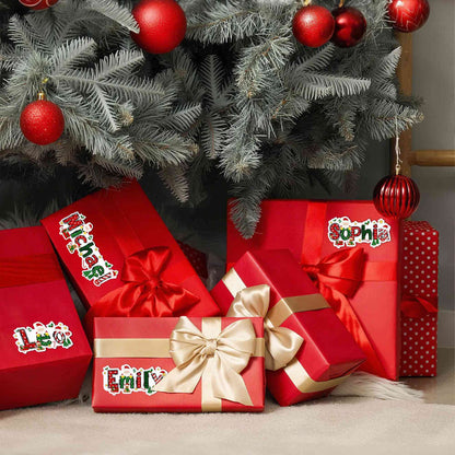 ersonalized Name Christmas Theme Cartoon Stickers, Holiday Labels for Gift Box/Package, Envelope Seals, Christmas Gift for Kids/Family/Friends