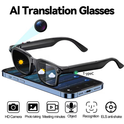 AI Smart Glasses – 8MP Camera, Real-Time Translation & Voice Assistant