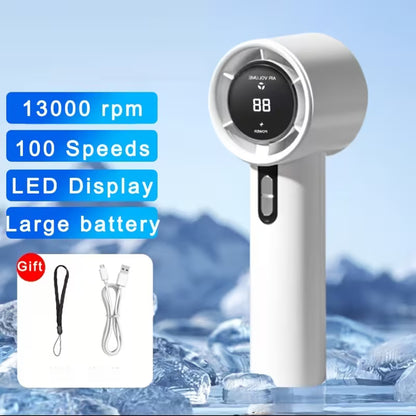 Portable handheld fan, ultra-high speed for rapid cooling.