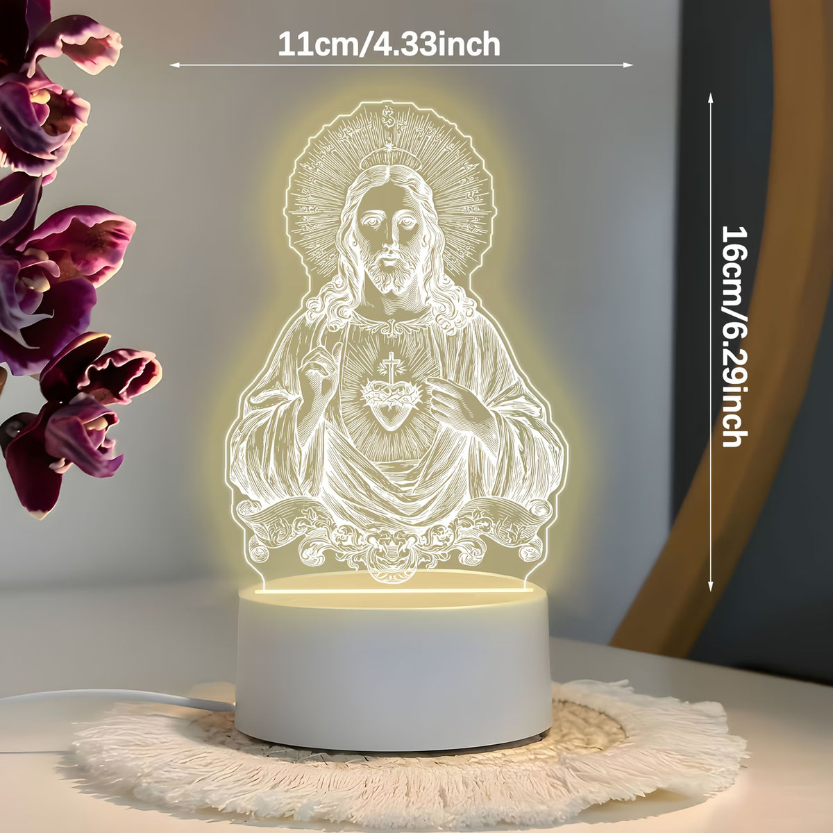 Jesus Night Light – Church Souvenir, Religious Home Decor, Decorative Ornament