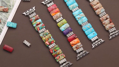 Natural multi-colored stone bracelet compatible with Apple Watch Series.