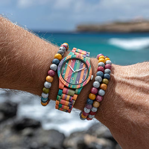 Lightweight Wooden Watch – Handcrafted Bamboo Design with Color Accents