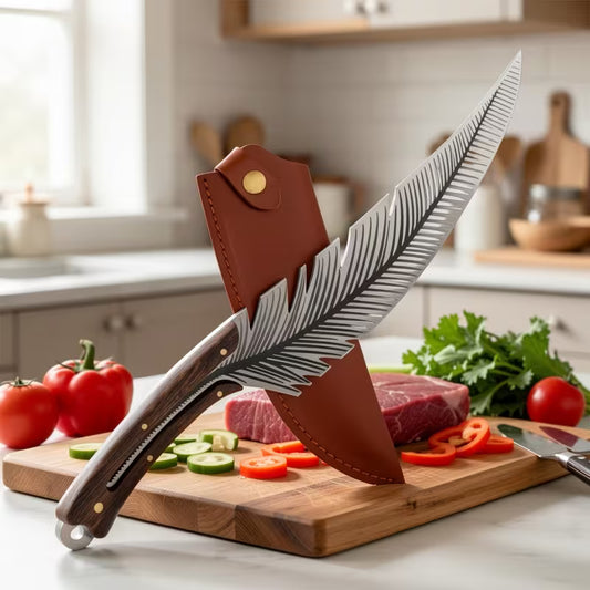 Stylish feather-shaped meat cleaver