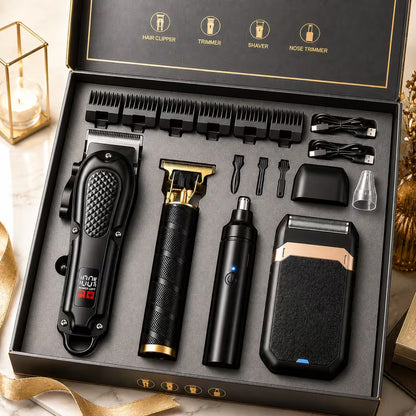Rechargeable electric beauty set featuring an LCD battery display.