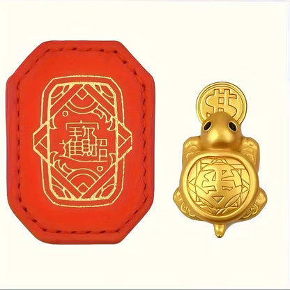 Handcrafted Golden Sea Turtle Feng Shui Amulet – A Chinese Copper Alloy Wealth Charm