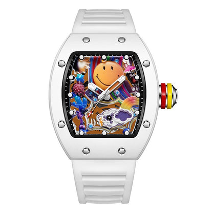 Tonneau Sports Watch – Quartz Movement with Silicone Strap