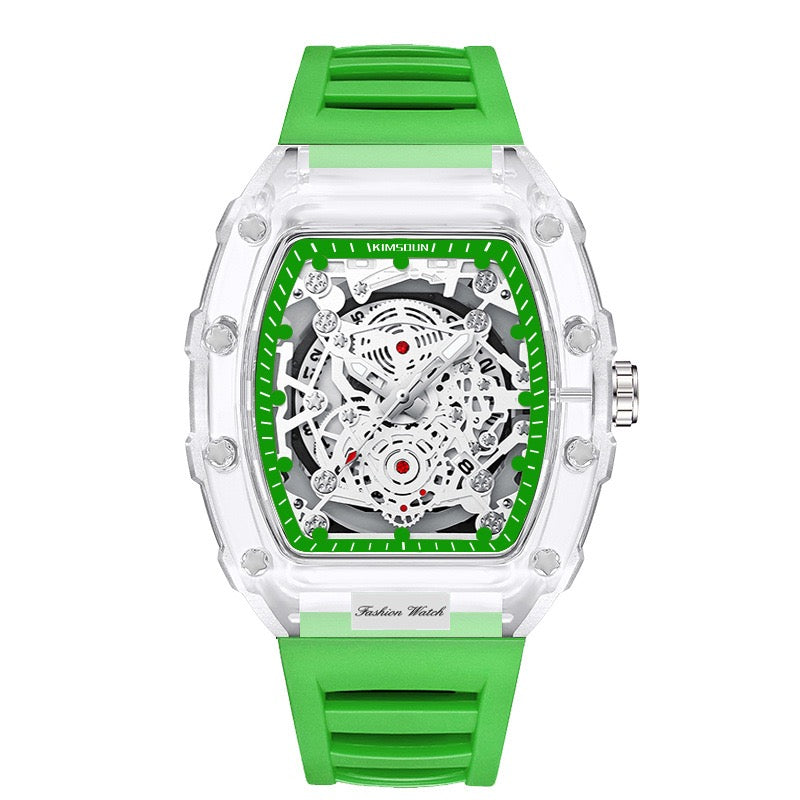 KIMSDUN Barrel-Shaped Transparent Quartz Watch Description