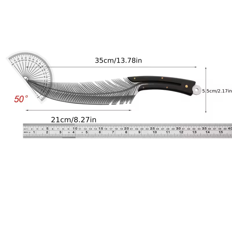 Stylish feather-shaped meat cleaver
