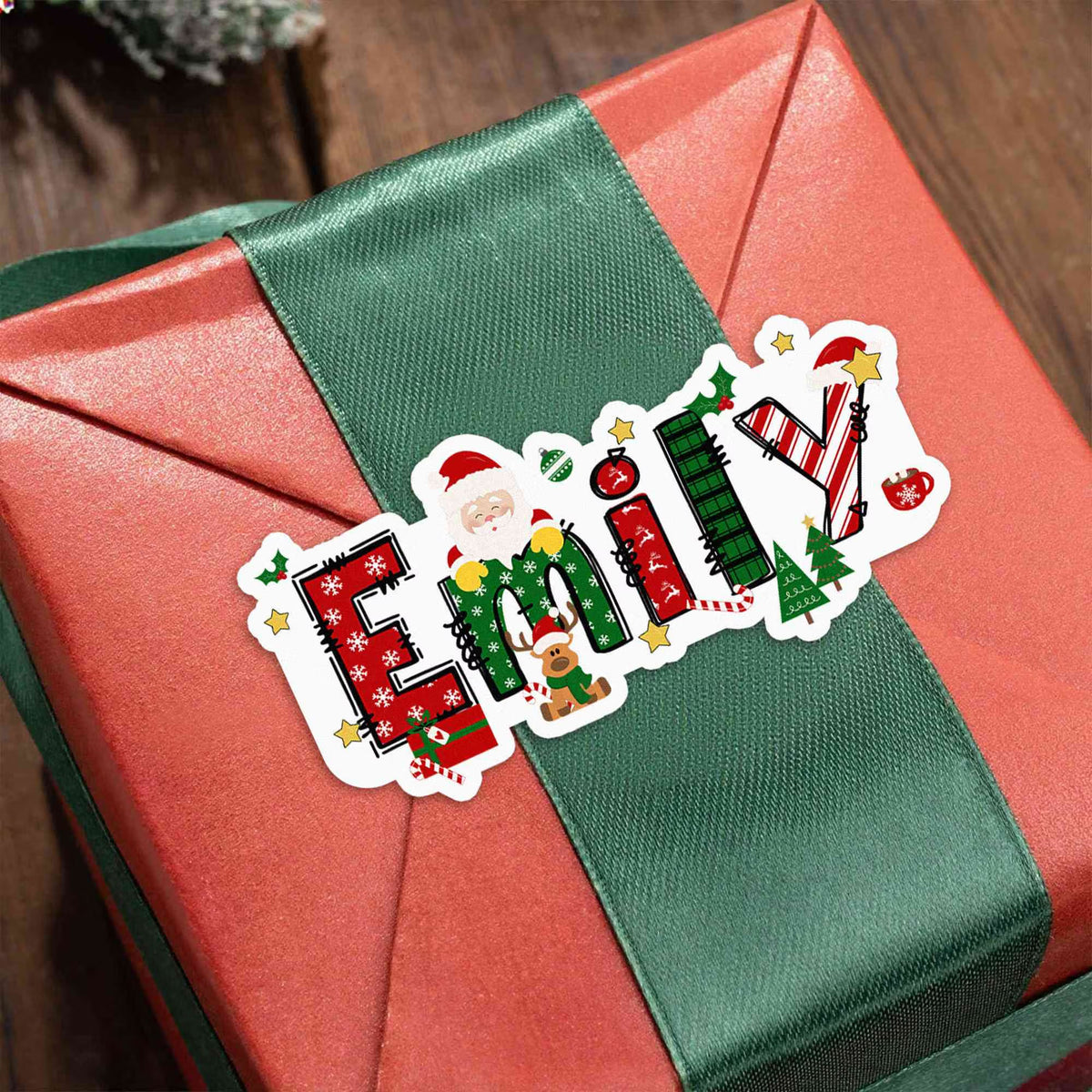 ersonalized Name Christmas Theme Cartoon Stickers, Holiday Labels for Gift Box/Package, Envelope Seals, Christmas Gift for Kids/Family/Friends