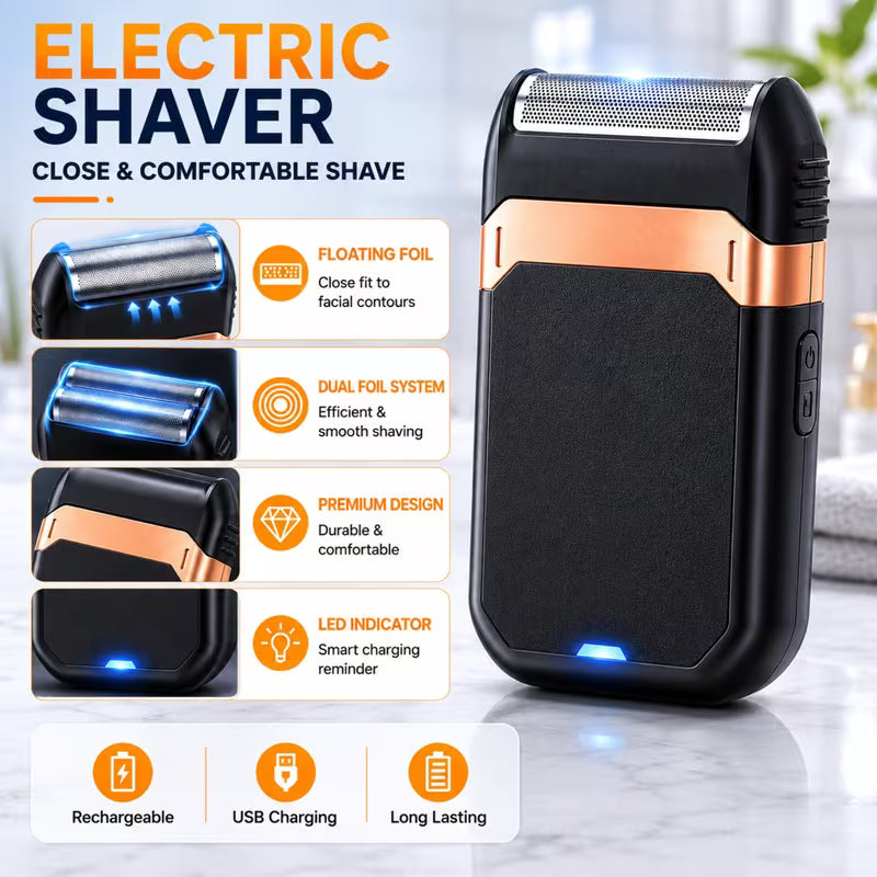 Rechargeable electric beauty set featuring an LCD battery display.
