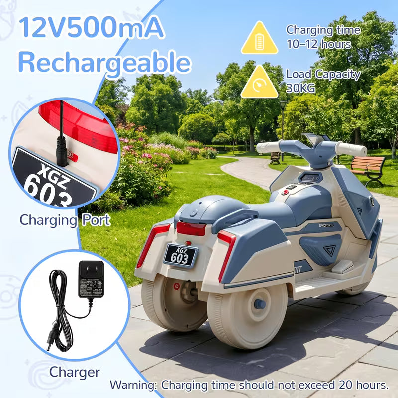 Toy Motorcycle – 6V Battery-Powered, Featuring LED Lights, Interstellar Music, and Realistic Engine Sounds – Ride-On Toy for Kids