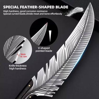 Stylish feather-shaped meat cleaver