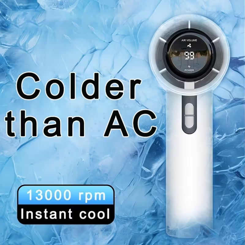 Portable handheld fan, ultra-high speed for rapid cooling.