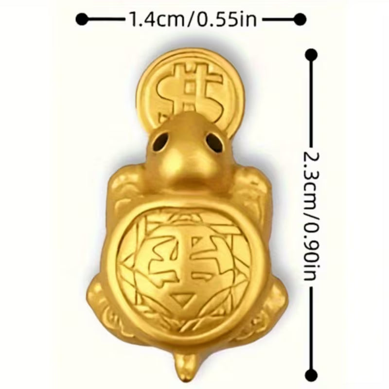 Handcrafted Golden Sea Turtle Feng Shui Amulet – A Chinese Copper Alloy Wealth Charm