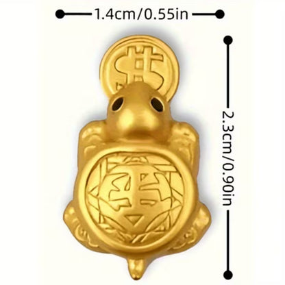 Handcrafted Golden Sea Turtle Feng Shui Amulet – A Chinese Copper Alloy Wealth Charm