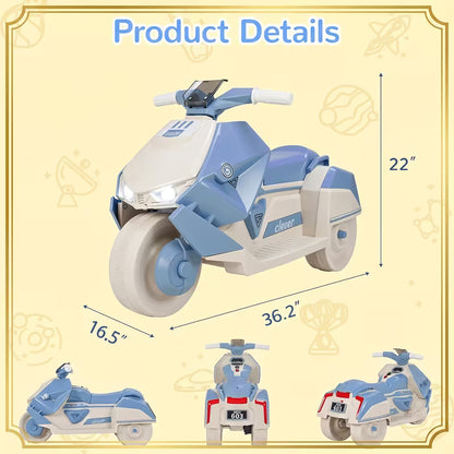 Toy Motorcycle – 6V Battery-Powered, Featuring LED Lights, Interstellar Music, and Realistic Engine Sounds – Ride-On Toy for Kids
