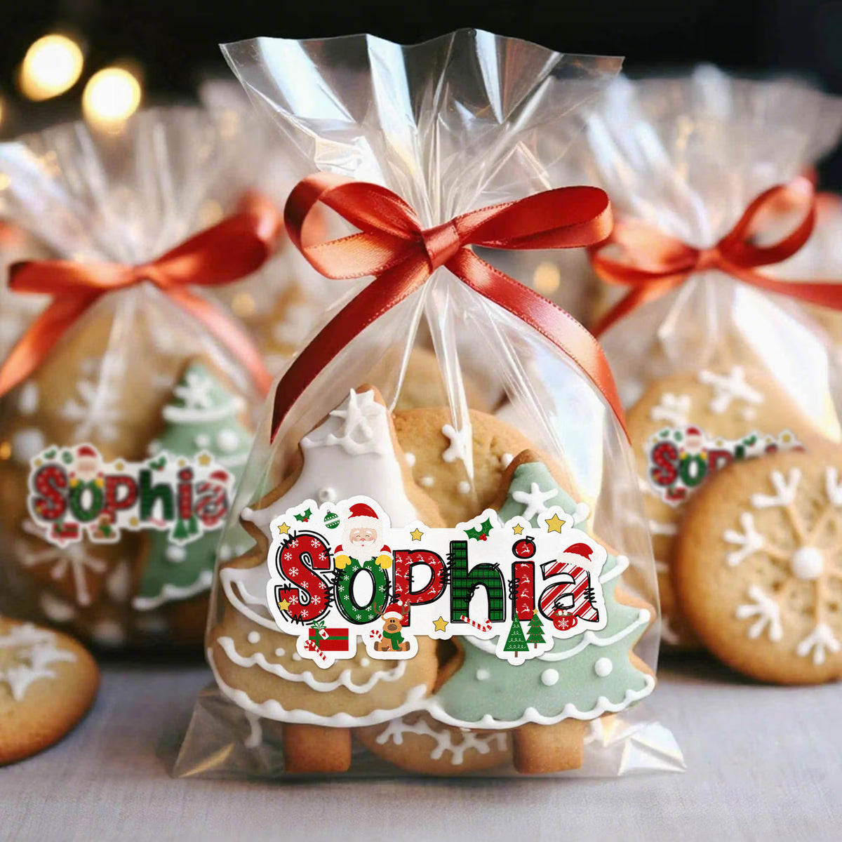 ersonalized Name Christmas Theme Cartoon Stickers, Holiday Labels for Gift Box/Package, Envelope Seals, Christmas Gift for Kids/Family/Friends