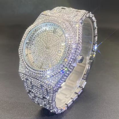 Luxury Iced-Out Men's Watch – Quartz & Date