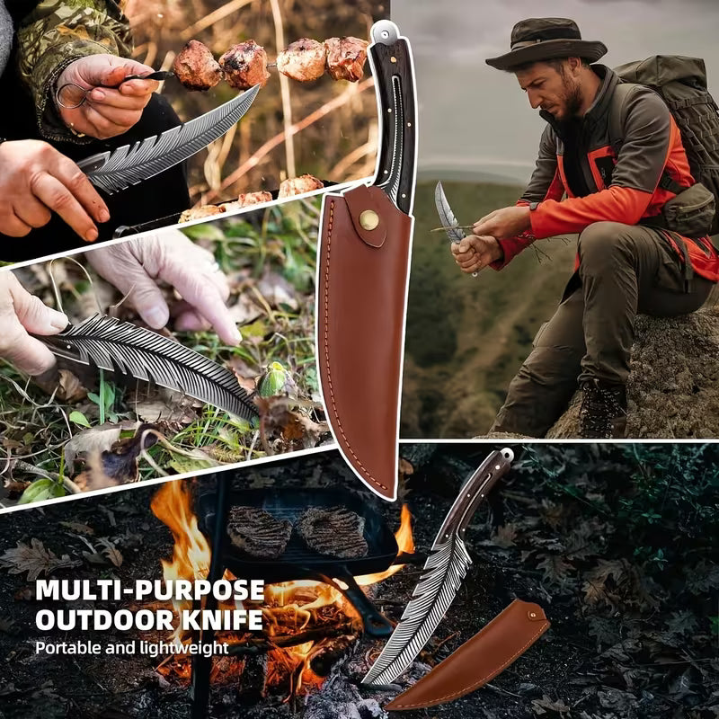 Stylish feather-shaped meat cleaver