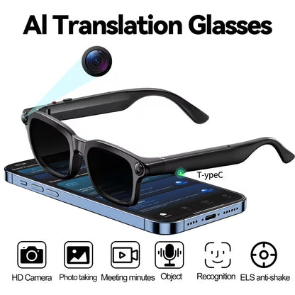 AI Smart Glasses – 8MP Camera, Real-Time Translation & Voice Assistant