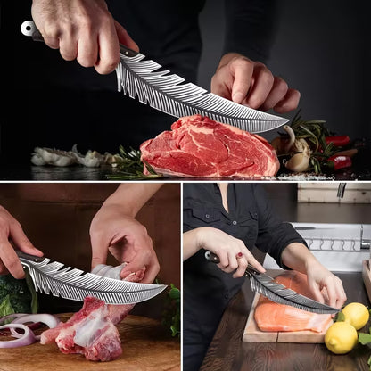 Stylish feather-shaped meat cleaver