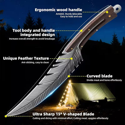 Stylish feather-shaped meat cleaver