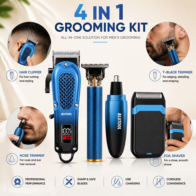 Rechargeable electric beauty set featuring an LCD battery display.