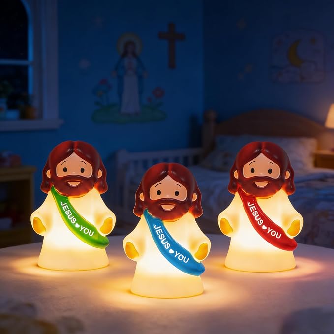 3 Pack Christmas Tap-Dimmable Jesus Night Light Lamp