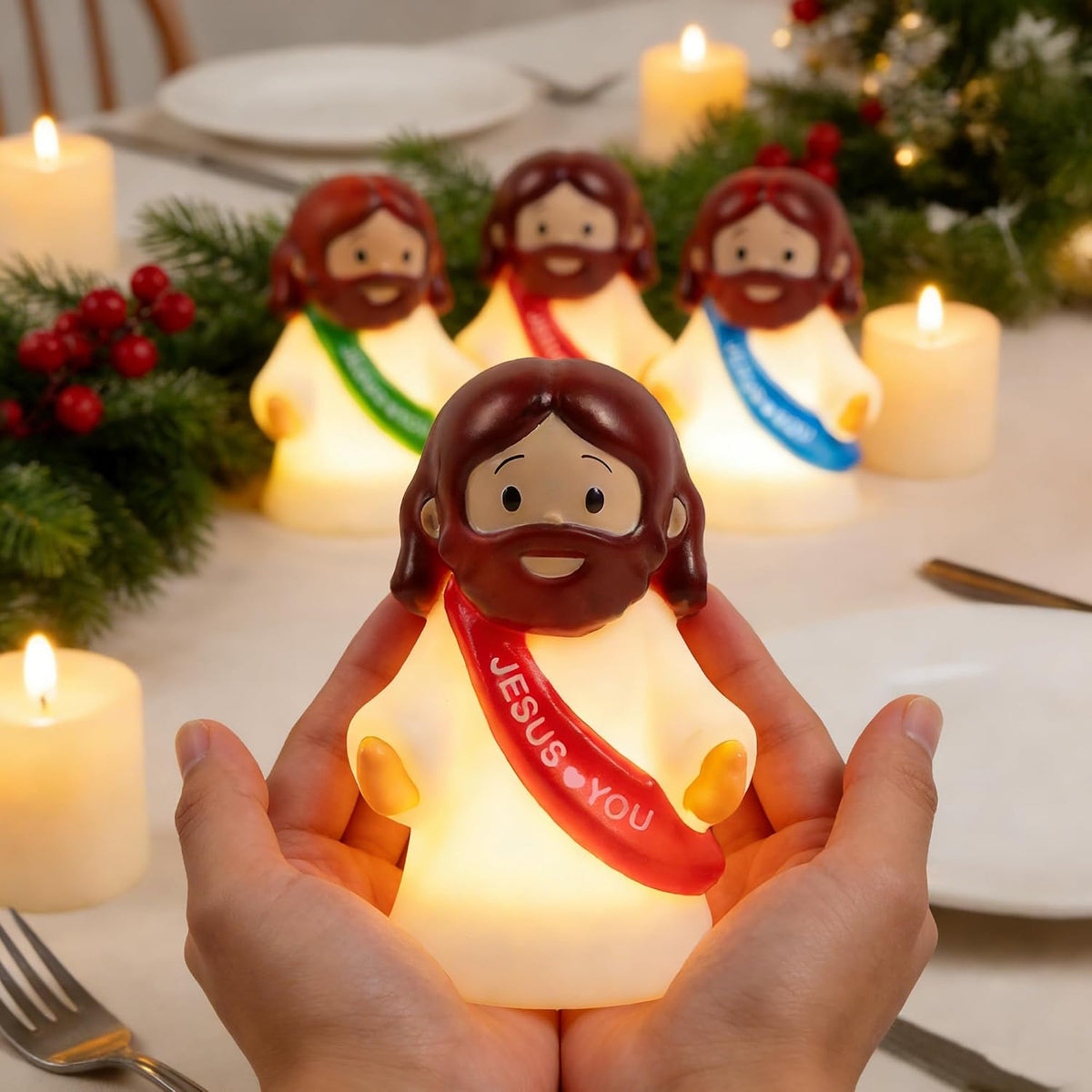 3 Pack Christmas Tap-Dimmable Jesus Night Light Lamp