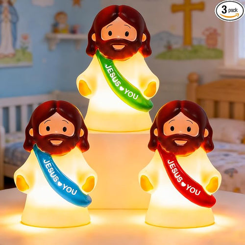 3 Pack Christmas Tap-Dimmable Jesus Night Light Lamp