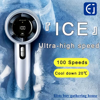 Portable handheld fan, ultra-high speed for rapid cooling.