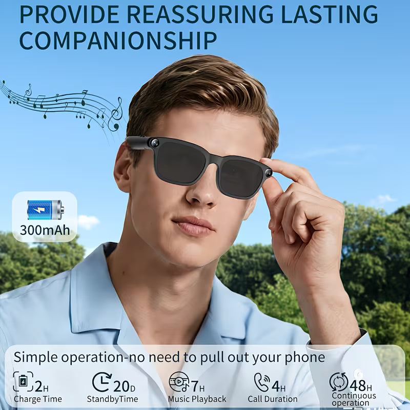 AI Smart Glasses – 8MP Camera, Real-Time Translation & Voice Assistant