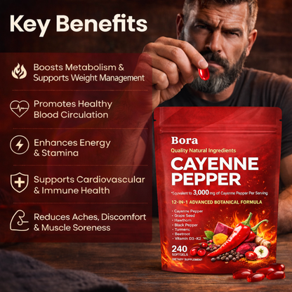 🔥 Cayenne Pepper Extract Softgels – Natural Energy & Metabolism Support