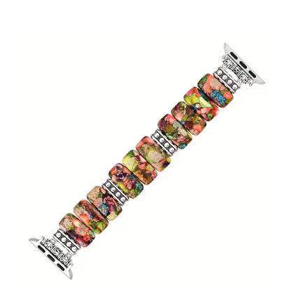 Natural multi-colored stone bracelet compatible with Apple Watch Series.