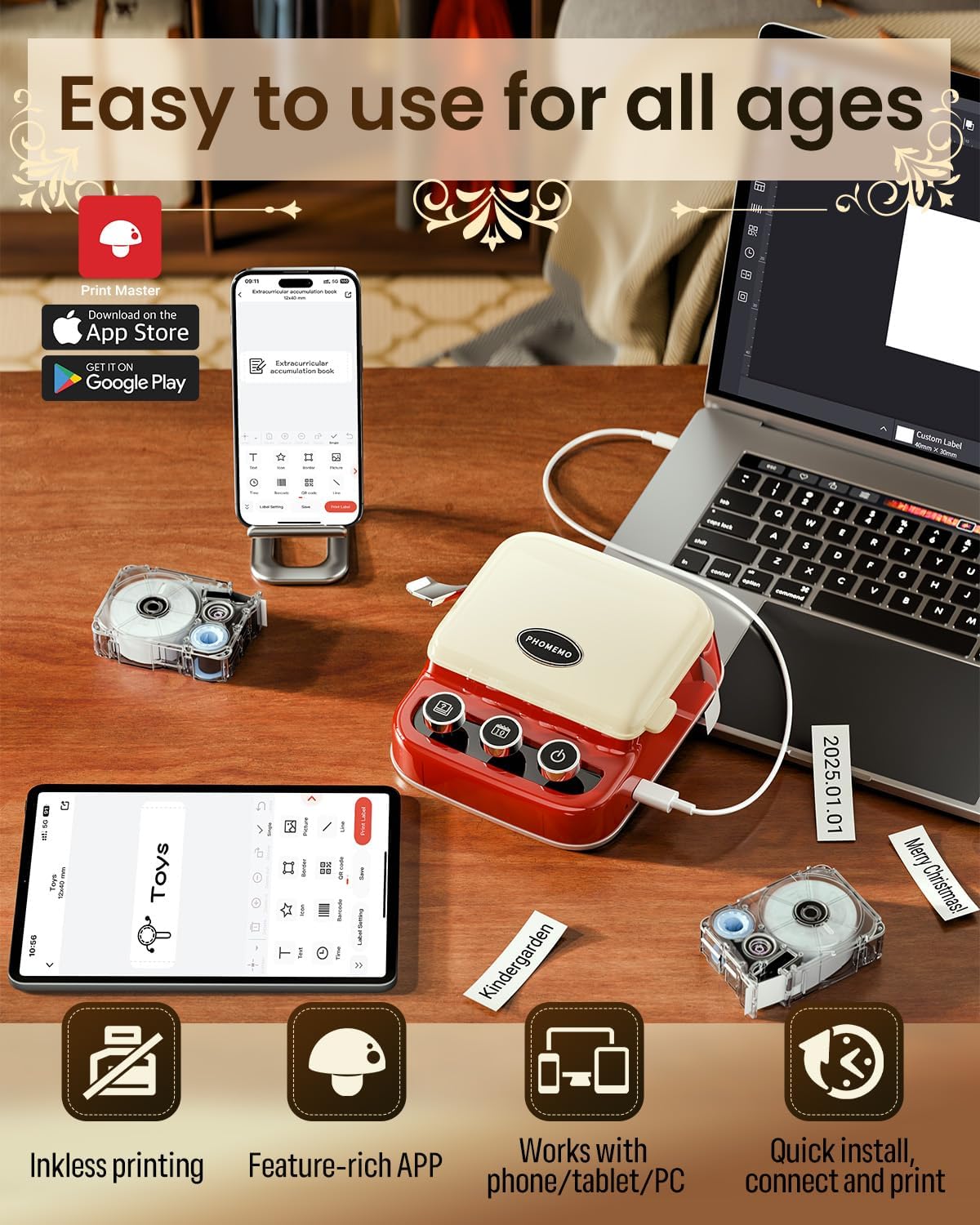 Bluetooth Ribbon Label Printer – Custom Gift Wrapping & DIY Labels