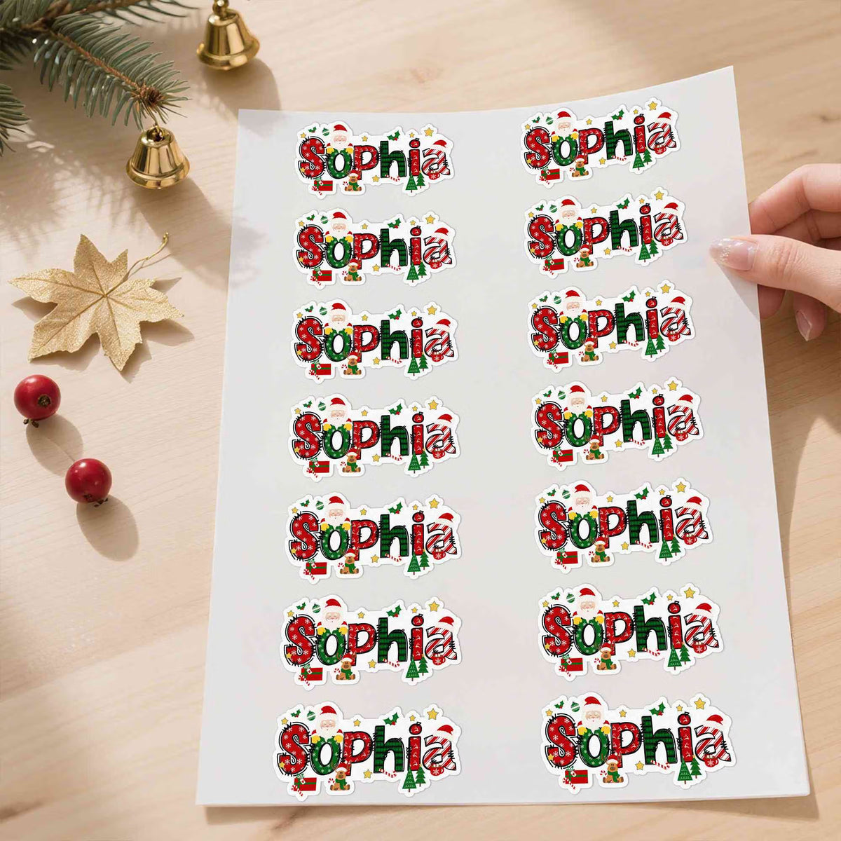 ersonalized Name Christmas Theme Cartoon Stickers, Holiday Labels for Gift Box/Package, Envelope Seals, Christmas Gift for Kids/Family/Friends