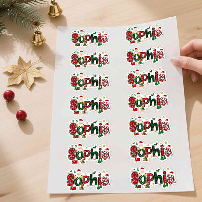 ersonalized Name Christmas Theme Cartoon Stickers, Holiday Labels for Gift Box/Package, Envelope Seals, Christmas Gift for Kids/Family/Friends