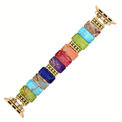 Natural multi-colored stone bracelet compatible with Apple Watch Series.