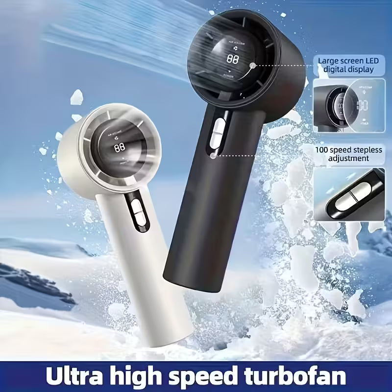 Portable handheld fan, ultra-high speed for rapid cooling.