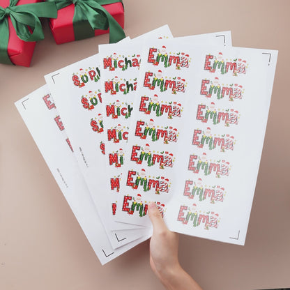 ersonalized Name Christmas Theme Cartoon Stickers, Holiday Labels for Gift Box/Package, Envelope Seals, Christmas Gift for Kids/Family/Friends